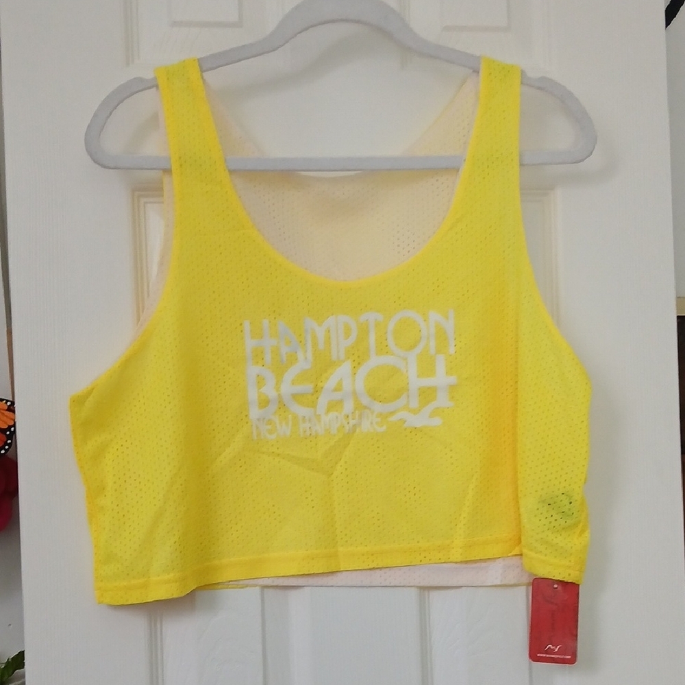 Bright Yellow Hampton Beach Net Crop Top One Size‎